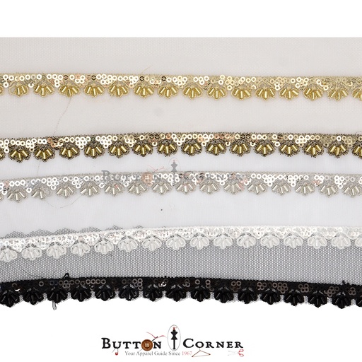 Fancy Glass Beads Sequence Lace