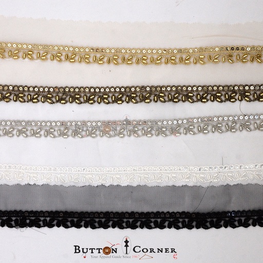 Fancy Glass Beads Sequence Lace