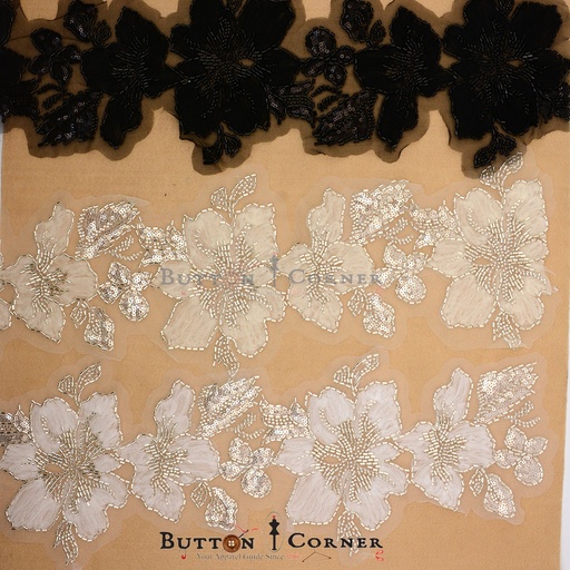 Fancy Glass Beads Sequence Lace