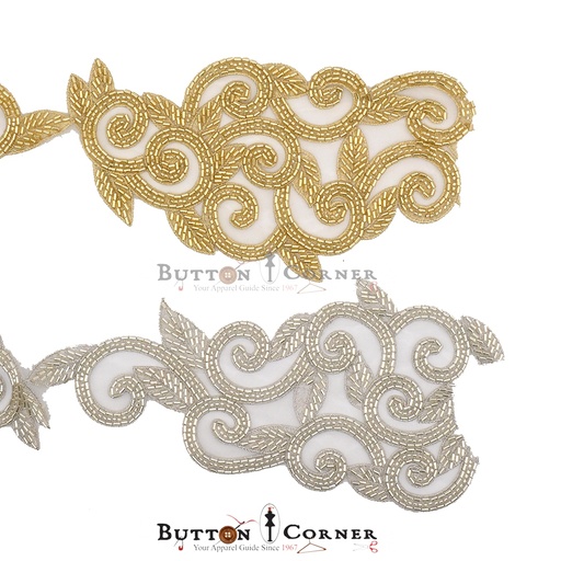Fancy Glass Beads Patch Lace