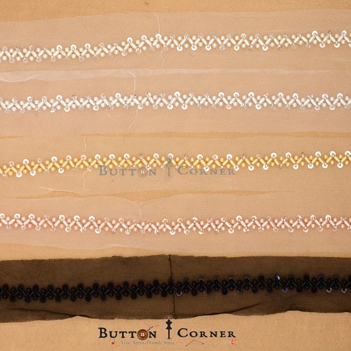 Fancy Glass Beads Sequence Lace