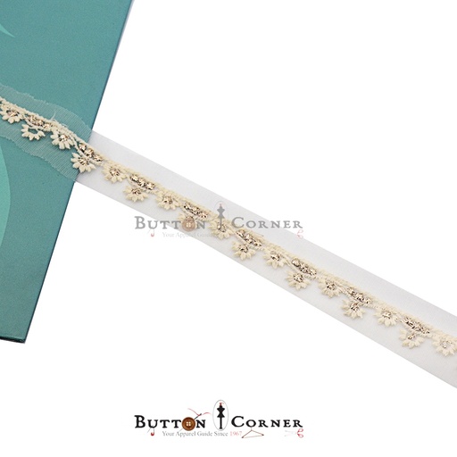 [EML412 OW GOLD] Metallic Yarn Embroidery Net Lace