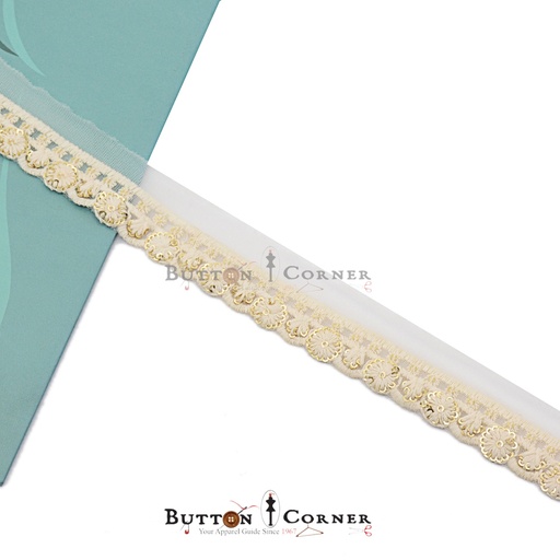 [EML413 OW GOLD] Fancy Sequence Embroidery Net Lace