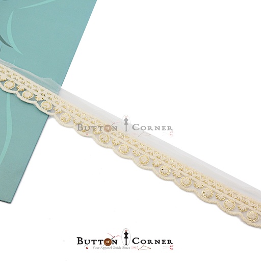 [EML415 OW GOLD] Fancy Sequence Embroidery Net Lace