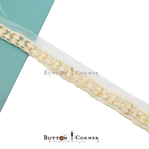 [EML435 OW GOLD] Fancy Sequence Embroidery Net Lace