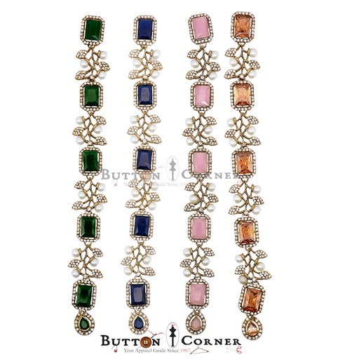 Gold Base Fancy Kundan Button Patti