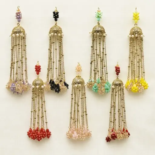 Fancy Jhumki With Hanging Chain Tassel