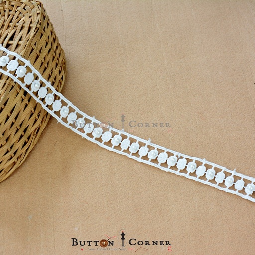 [D7427 PEARL] Double Side Border Lace With Pearl