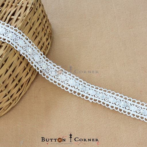 [MYB804 PEARL] Double Side Border Lace With Pearl