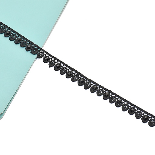 [ALN206 PEARL BLK] One Side Border Lace With Pearl