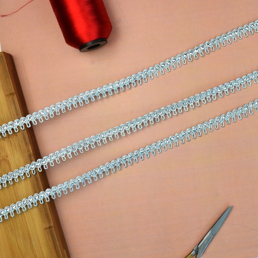 [FANL1076 SILVER] Fancy Metallic Yarn Sequence Lace