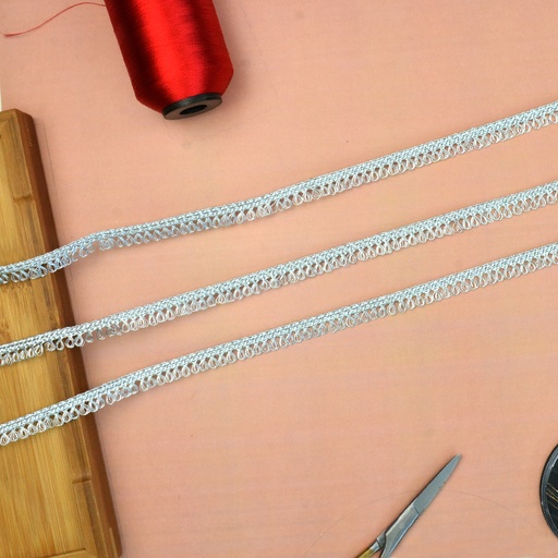 [FANL1077 SILVER] Fancy Metallic Yarn Lace