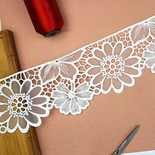 [AL053 WHITE] One Side Border Organza Lace