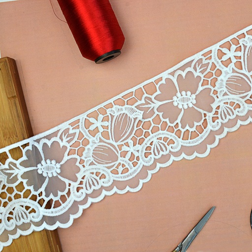 [AL056 WHITE] One Side Border Organza Lace