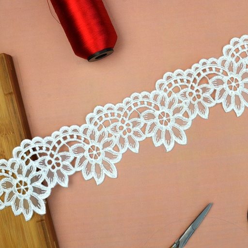 [AL057 WHITE] One Side Border Organza Lace
