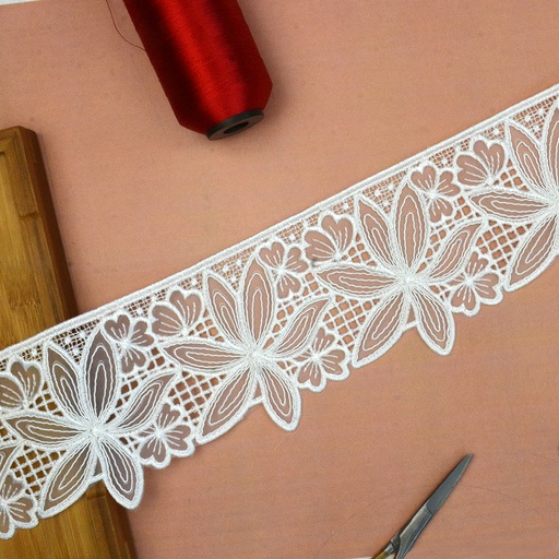 [AL060 WHITE] One Side Border Organza Lace