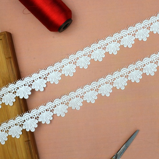 [86680-3 WHITE] One Side Border Shuttle Lace