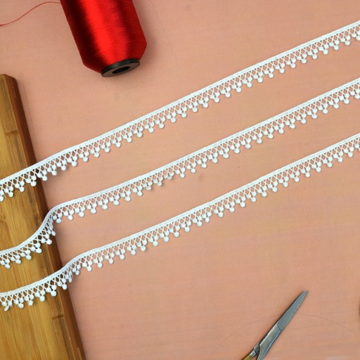 [85622-1 WHITE] One Side Border Shuttle Lace