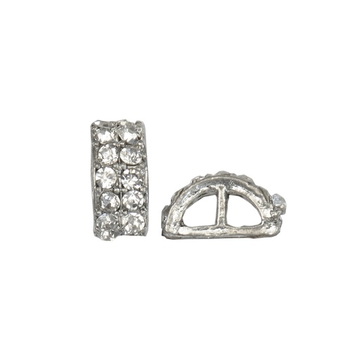 [MKB-183 SLV CRYSTAL] Silver Base Kundan Button