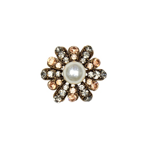 [FBLS5963 ANTIQUE] Sunflower Shape Center Pearl Fancy Button