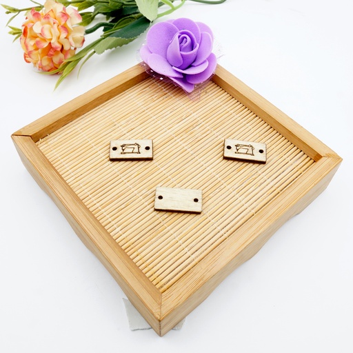 [WBD15 BROWN BEIGE] Rectangular Engrave Machine Coconut Button