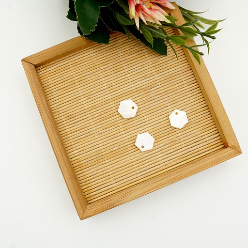 [RSH1H20 WHITE] Natural River Hexagon Hanging Shell Button