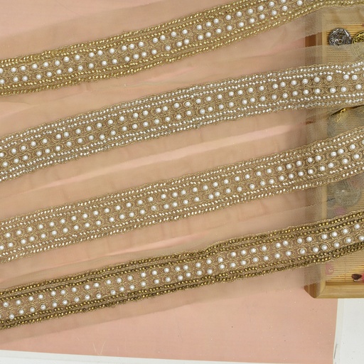 Fancy Glass Beads Net Lace