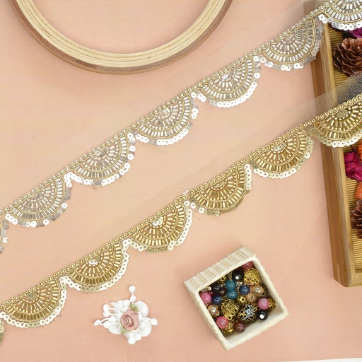 Fancy Glass Beads Sequence Lace