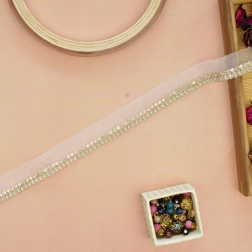 [FANL1099 SILVER GOLD] Fancy Glass Beads Net lace