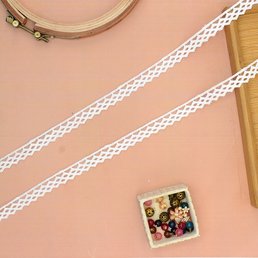 [ALN421 WHITE] One Side Border Shuttle Lace