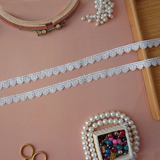 [ALN429 WHITE] One Side Border Shuttle Lace