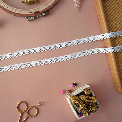 [ALN431 WHITE] One Side Border Shuttle Lace