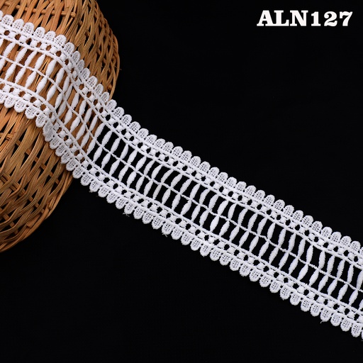 [ALN127 WHITE] Double Side Border Shuttle Lace