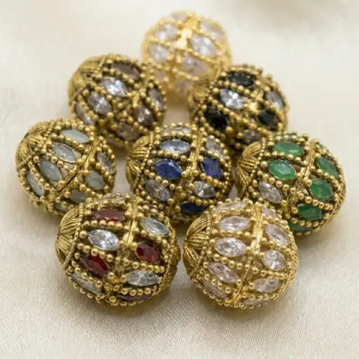 Gold Base Fancy Kundan Ball