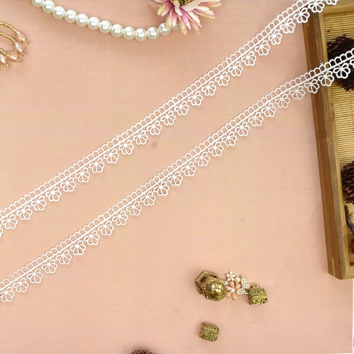 [85412-2 WHITE] One Side Border Shuttle Lace