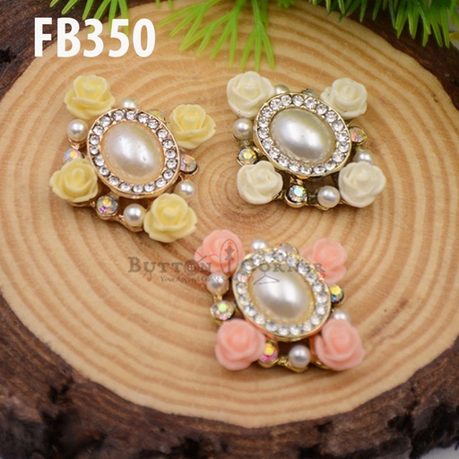 Rhombus Shape 4 Flower Fancy Button