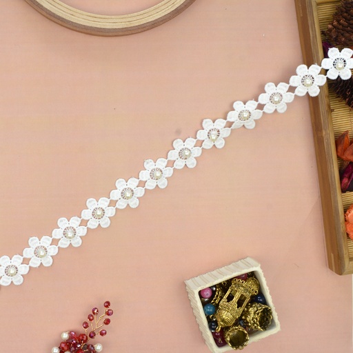 [ALN251 PEARL] Double Side Border Lace With Pearl