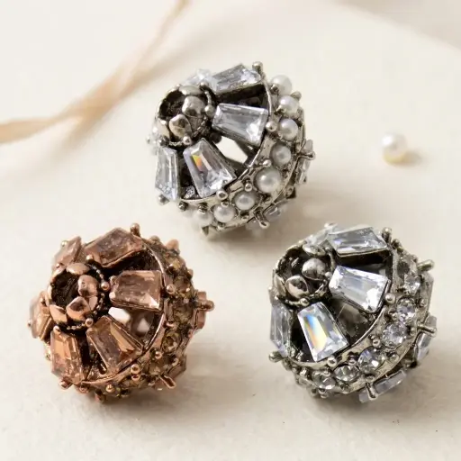 Antique Silver Plating Fancy Kundan Ball