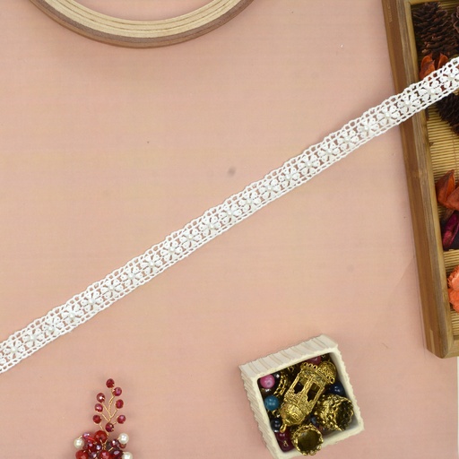 [19892 PEARL WHT] Double Side Border Lace With Pearl