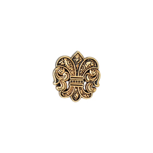 [FAB13 ANTIQUE GOLD] Fleur Di Lis Logo Metal Hotfix Badge