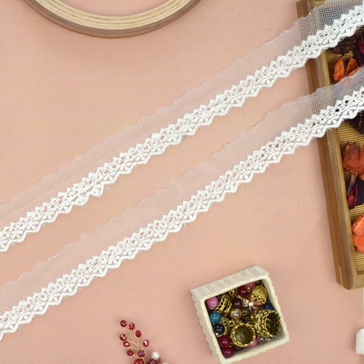 [NL78 WHITE] One Side Border Net Lace
