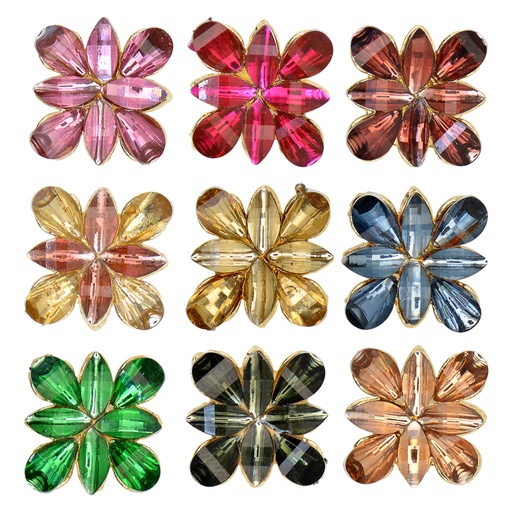 Square Shape Crystal Fancy Button