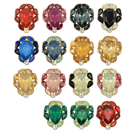 Gold Base Crystal Fancy Button