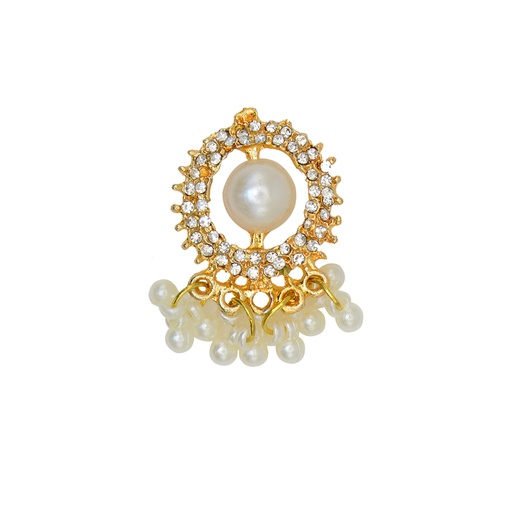 [FB385 CRYSTAL WHT] Fancy Button With Hanging Pearls