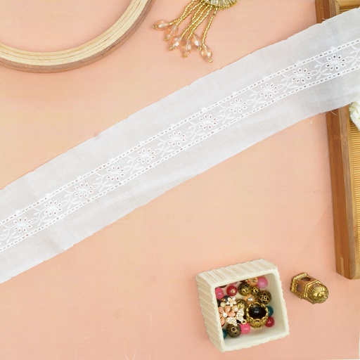 [CL303 WHITE] Double Side Border Cotton Lace