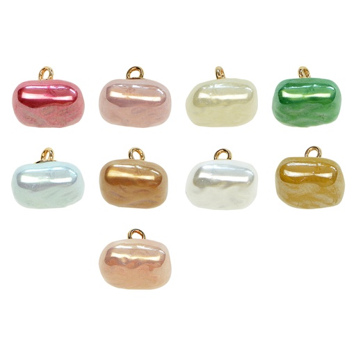 Rounded Edge Square Marble Button with Gold Metal Loop