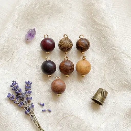 Round Wood Bead Hanging Button