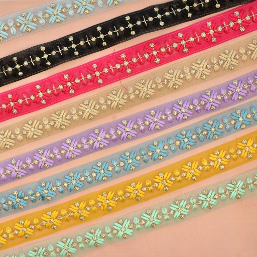 Fancy Metallic Yarn Embroidery Net Lace