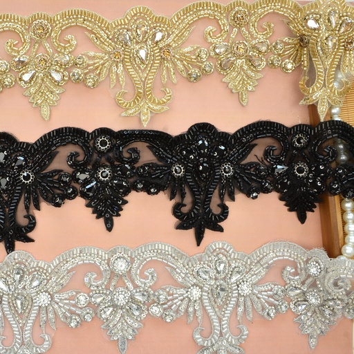 Fancy Glass Beads Sequence Lace