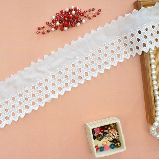 [IF95 WHITE] One Side Border Cotton Lace